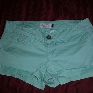 Blue/ mint green shorts